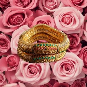 Gold and Green Bangle Set